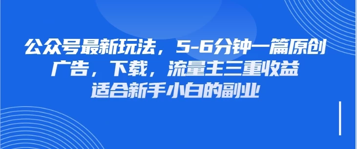 公众号最新玩法，广告，下载，流量主三重收益，非常适合新手小白的项目智小邦项目网-专注分享网络创业项目落地实操课程 – 全网首发_高质量创业项目输出智小邦项目网